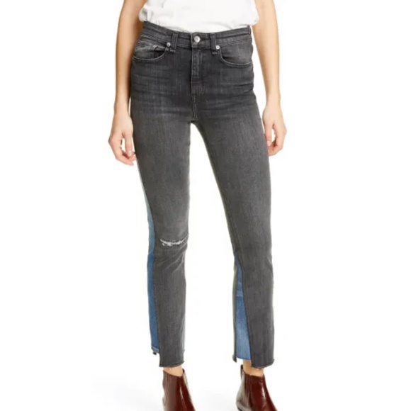 Rag & Bone Reconstructed Ripped Step Hem Jeans Nina high rise ankle cigarette 30 - Picture 1 of 9
